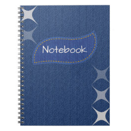 Blauw Denim Gestikte Spiral Notebook Notitieboek