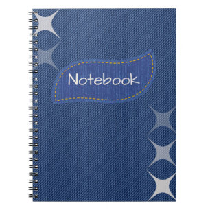 Blauw Denim Gestikte Spiral Notebook Notitieboek