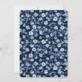 Blauw Denim Hart Bloemige Bruiloftsdouche Kaart (Achterkant)