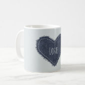 Blauw Denim Hart Liefde Koffiemok (Voorkant links)