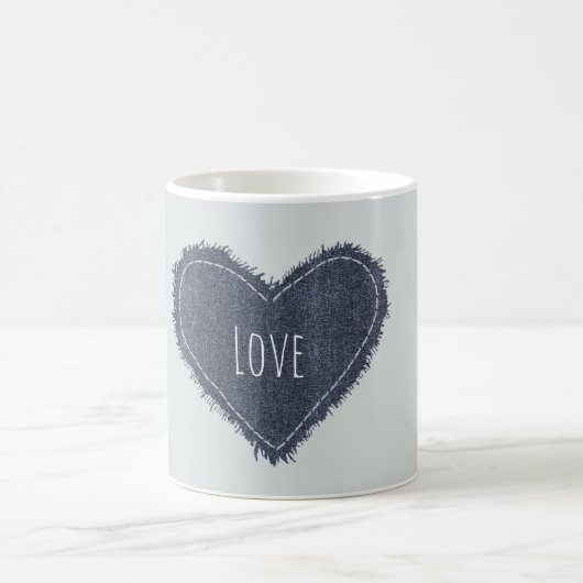 Blauw Denim Hart Liefde Koffiemok (Center)