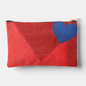Blauw Denim Heart op rood Etui (Achterkant)