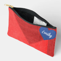 Blauw Denim Heart op rood