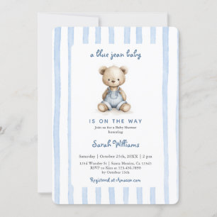 Blauw Denim Jongen Baby Borrel Kaart