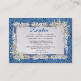 Blauw denim, kant, kostuum sieraden & Kittens Informatiekaartje