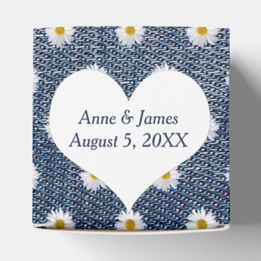 Blauw Denim Met Madeliefjes Bedankdoosjes (Bovenkant)