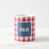 Blauw denim Monogram 11oz rood en wit buffel Koffiemok (Center)