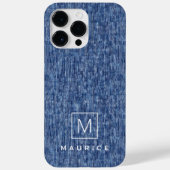 Blauw denim monogram initiaal aangepaste naam Case-Mate iPhone case (Achterkant)