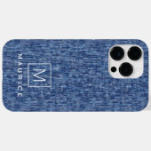 Blauw denim monogram initiaal aangepaste naam Case-Mate iPhone case (Achterkant (horizontaal))