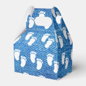 Blauw denim print Baby shower voetafdrukpatroon Bedankdoosjes (Achterkant)