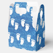 Blauw denim print Baby shower voetafdrukpatroon Bedankdoosjes (Geopend)