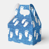 Blauw denim print Baby shower voetafdrukpatroon Bedankdoosjes (Voorkant Zijde)