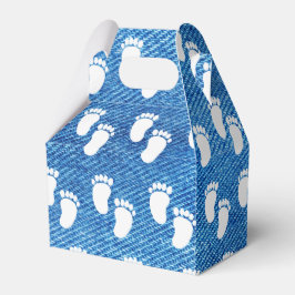 Blauw denim print Baby shower voetafdrukpatroon Bedankdoosjes