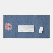 Blauw Denim Print Monogram Rood & Wit Check Bureaumat (Keyboard & Muis)