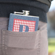 Blauw Denim, Rood & Wit Controle, Groot Initiaal 6