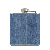 Blauw Denim, Rood & Wit Controle, Groot Initiaal 6 Heupfles (Achterkant)