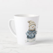 Blauw Denim Sneeuwman Kerstmis Latte Mok (Linkerhoek)
