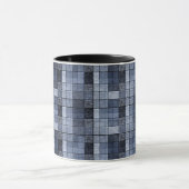 Blauw, denim, tartan, geruit . mok (Midden)