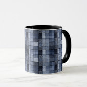 Blauw, denim, tartan, geruit . mok (Voorkant rechts)