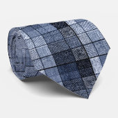 Blauw, denim, tartan, geruit . stropdas (Opgerold)
