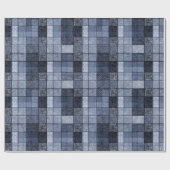 Blauw, denim, tartan, gif. cadeaupapier (Vlak)