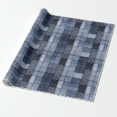 Blauw, denim, tartan, gif. cadeaupapier (Uitgerold)