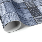 Blauw, denim, tartan, gif. cadeaupapier (Rol Hoek)