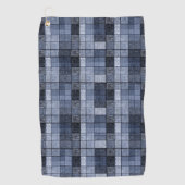 Blauw, denim, tartan, gif. golfhanddoek (Voorkant)