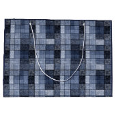Blauw, denim, tartan, gif. groot cadeauzakje (Achterkant)