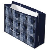 Blauw, denim, tartan, gif. groot cadeauzakje (Voorkant Gekanteld)