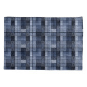 Blauw, denim, tartan, gif. kussensloop (Achterkant)