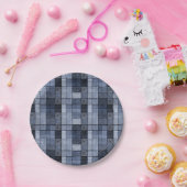 Blauw, denim, tartan, gif. papieren bordje (Feest)