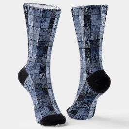 Blauw, denim, tartan, gif. sokken