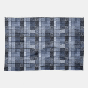 Blauw, denim, tartan, gif. theedoek