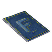 Blauw denim textuur monogram initiaal F naam Notitieboek (Rechterzijde)