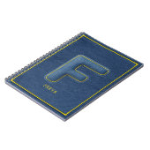 Blauw denim textuur monogram initiaal F naam Notitieboek (Linkerzijde)