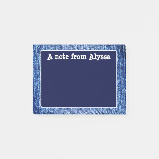 Blauw Denim Uiterlijk Gepersonaliseerde Post It No Post-it® Notes (Voorkant)