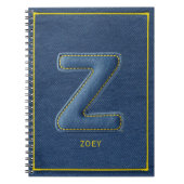 Blauw denim vals genaaid patch letter Z monogram Notitieboek (Voorkant)
