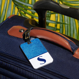 Blauw denim-verbinding, Bagagelabel kleurenblok