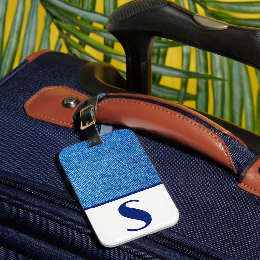 Blauw denim-verbinding, Bagagelabel kleurenblok (Voorkant Insitu 1)