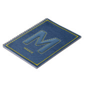 Blauw Denim Y2K Gele Steek Monogram Letter M Notitieboek (Linkerzijde)