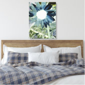 Blauw Denim Zonnebloem Canvas (Insitu (Slaapkamer))