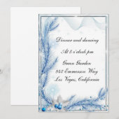 Blauw dennenhout winter kerst bruiloftsontvangstka kaart (Voorkant / Achterkant)