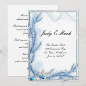 Blauw dennenhout winter Kerstmis bruiloft menu kaa Kaart (Voorkant / Achterkant)