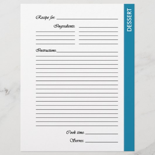 Blauw DESSERT-pagina's met tweezijdige ontvangst (Voorkant)