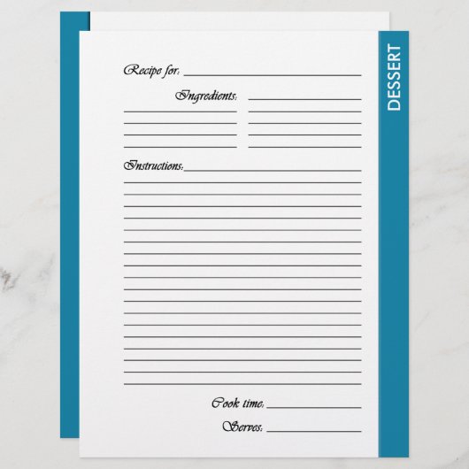 Blauw DESSERT-pagina's met tweezijdige ontvangst (Voorkant / Achterkant)