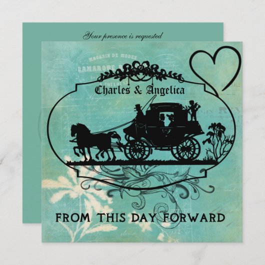  Blauw Deze dag Uitnodiging voor bruiloft (Voorkant / Achterkant)