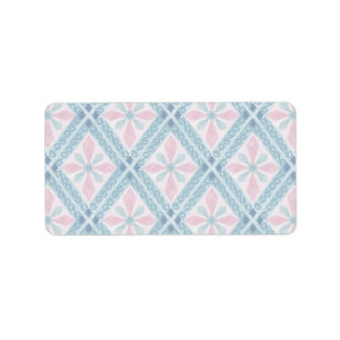 Blauw Diamant Geometrisch Patroon Etiket