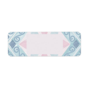 Blauw Diamant Geometrisch Patroon Etiket