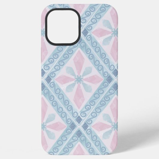Blauw Diamant Geometrisch Patroon iPhone Hoesje (Achterkant)